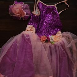 Purple-Pink Ballet/tap Dress With Head Piece
