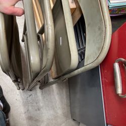 3 Sturdy Metal Folding Chairs Good Condition