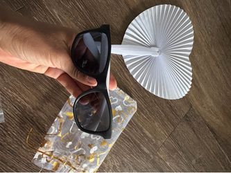Wedding party favors- sunglasses , fans, and bag
