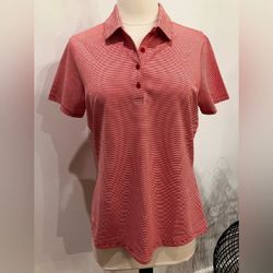 NWT adidas Women's Striped Polo Golf Shirt - Red & White