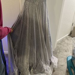 Long Glittery Dress With Blue Undertone 