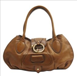 Tod's Brown Leather One Pocket Gold Ring Decorated Tote and Shoulder Bag
