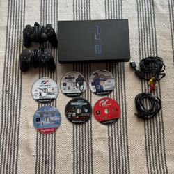 Ps2 With Controllers And Cords Works