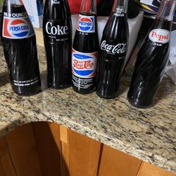 Vintage Pepsi and Coca-Cola Bottles with Soda Still In It