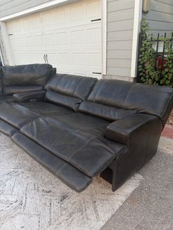 Genuine Leather Power Reclining Sofa Set – 2 Electric Recliners