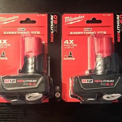 NEW 2 pcs for milwaukee 48-11-2460 m12 redlithium xc 6.0 extended capacity battery pack