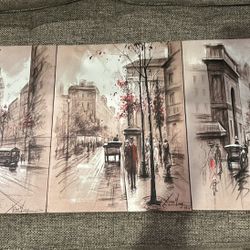 Abstract City Street Set of 3 Piece Canvas Prints