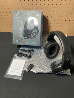PG4 RGB Wireless Gaming Headset for PS4, PS5, PC - 2.4GHz 7.1 Surround Sound, Bluetooth Gaming Headphone W/ AI Detachable Noise Canceling Mic, 48-Hr B