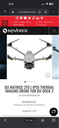 DJI Matrice 3TD IP55 Thermal Imaging Drone