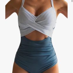Eomenie Women's One Piece Control Cutout High Waisted Bathing Suit Wrap Tie Back 1 Piece