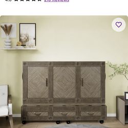 Imperial Queen Solid Wood Rolling Cabinet Bed with Mattress