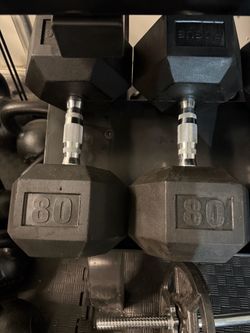Pair of 80 lb dumbbells