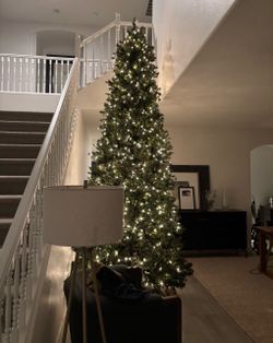 12’Tall Slim Artificial Christmas Tree with Lights