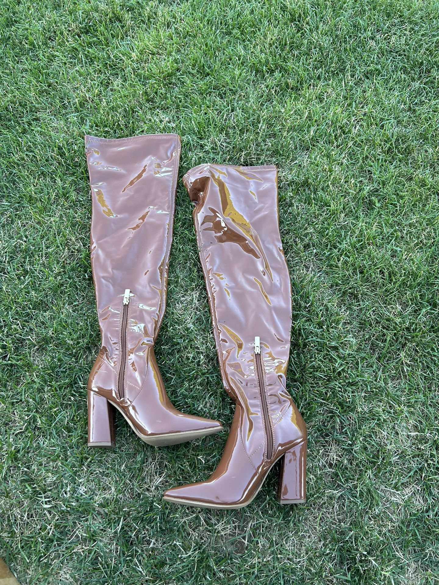 JLo Dorice Brown Knee High Boots, Size 8