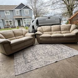 Beige Sofa & Loveseat Set - great condition