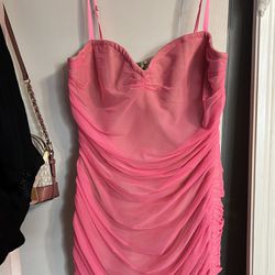 Pink Ruched Mini Dress