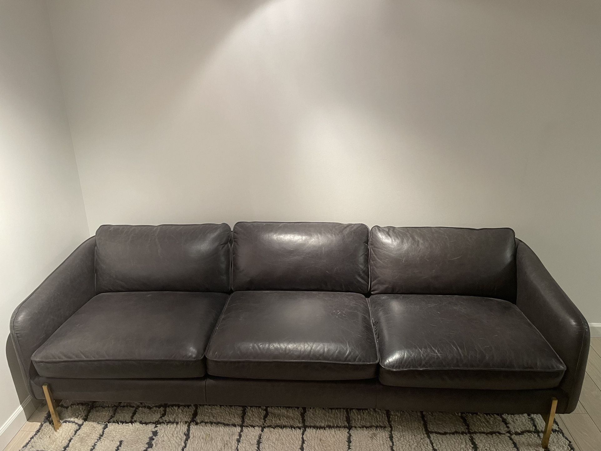 Beautiful CB2 Hoxton leather sofa