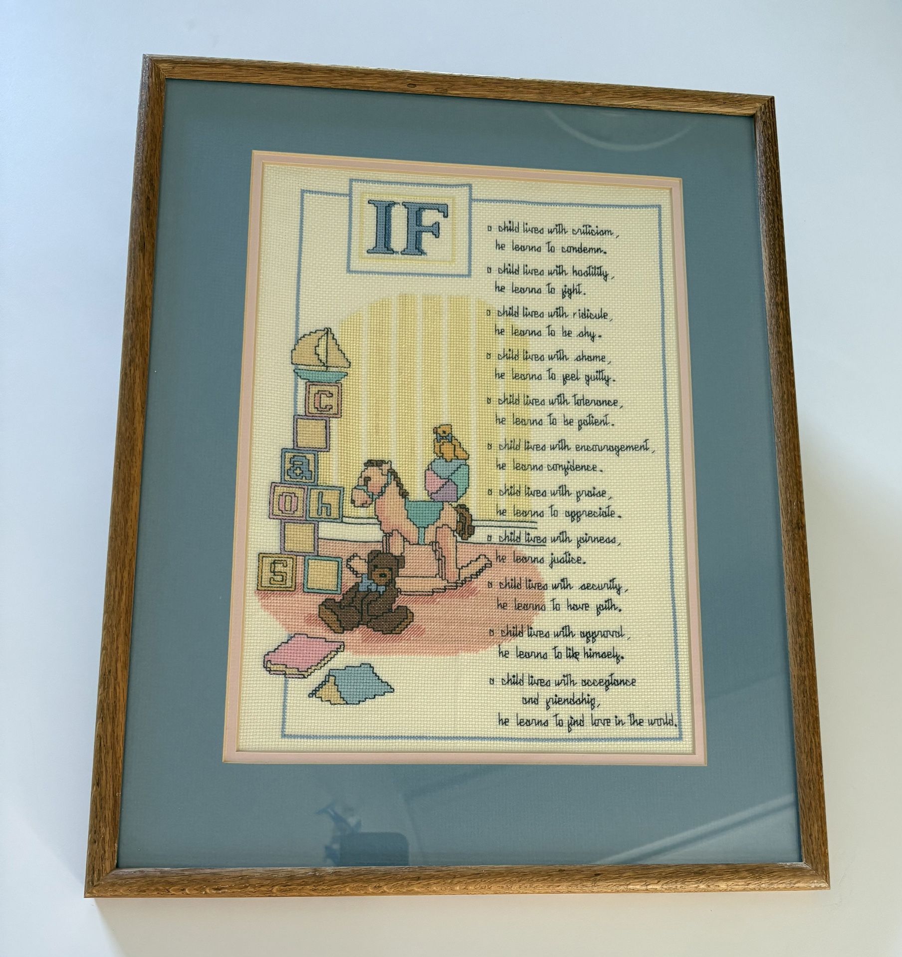 “If A Child Lives With…” Poem, Cross Stitched