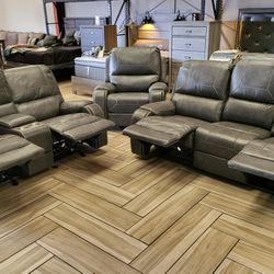 3PC GRAY Manual Recliner Rocking Sofa Set w/ USB + Power Outlets
Includes 3pc Set Sofa Loveseat & Chair
Available in Grey and Brown