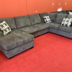 Almost Black / Dark Gray U Shaped Huge Cozy Deep Seating Sectional Couch With Chaise| Light Color Optional @ Same-day Delivery 🚚
