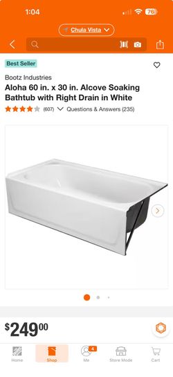 Bathtube 60x30 Right Drain 