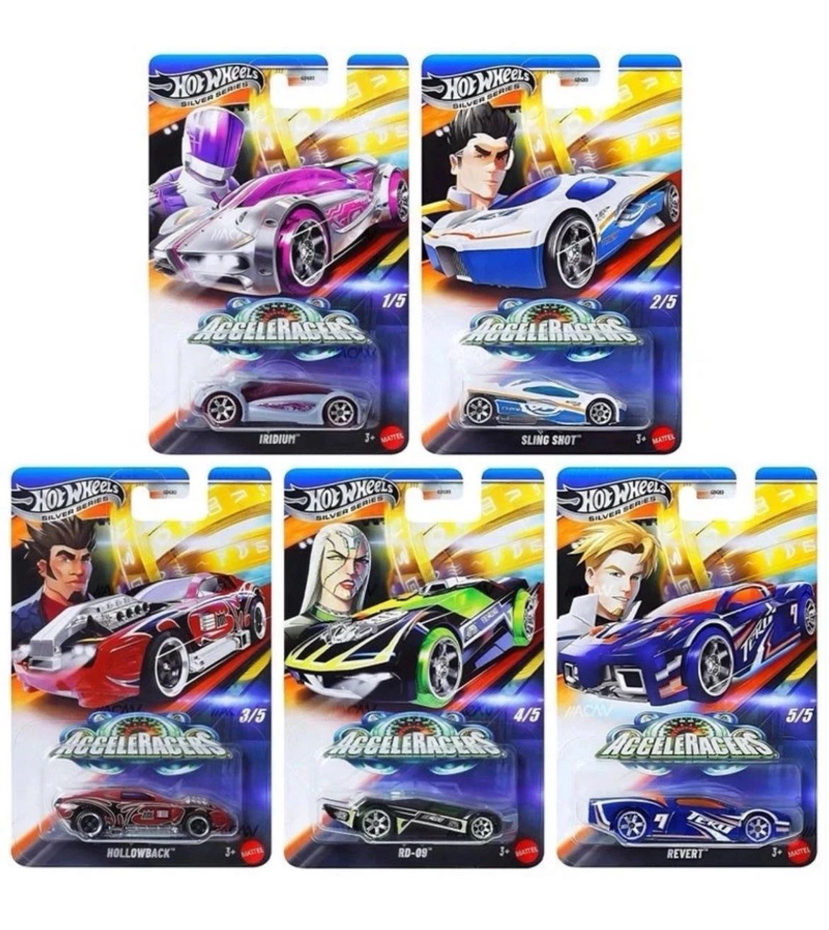 Hot Wheels 2025 AcceleRacers Silver Series Set of 5 in hand