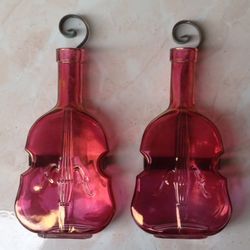 ANTIQUE BLOWN GLASS VIOLIN SET