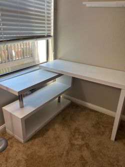 White L-Shaped Computer Desk