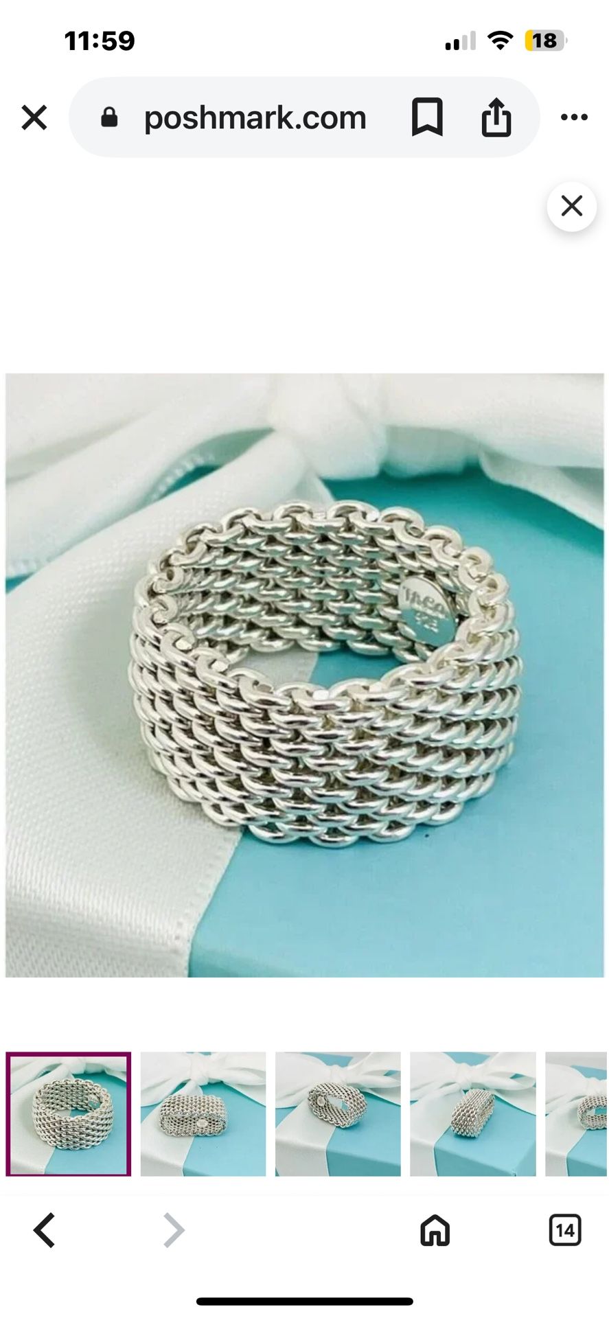 Tiffany & Co Sterling Silver Ring 7