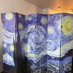  6ft Starry Night Room Divider - 6 Panel Folding Screen
