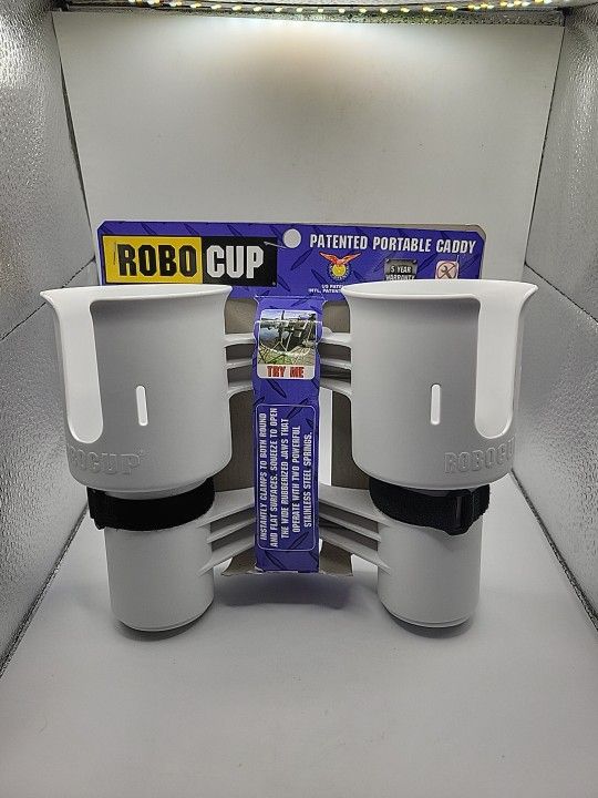Robo Cup ( White ) Cup Holder for Drinks, Fishing Rod/Pole, Boat, Beach Chair
