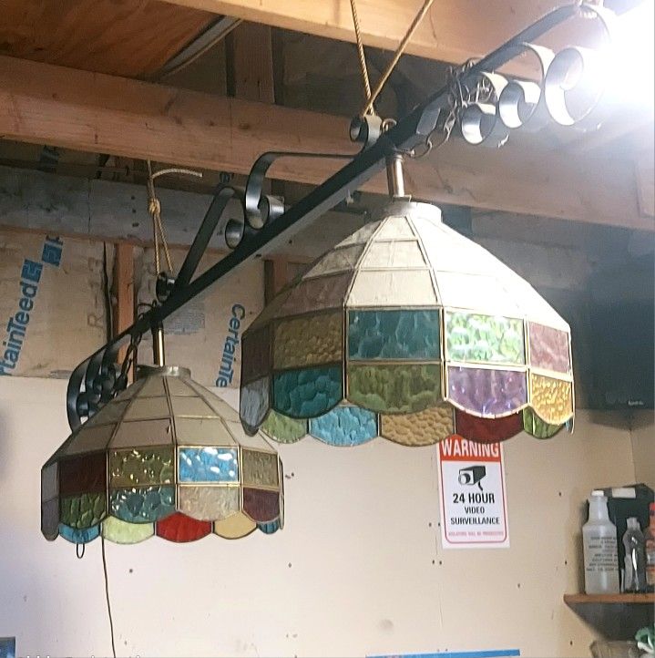 Vintage Stained Glass Billiard Lights