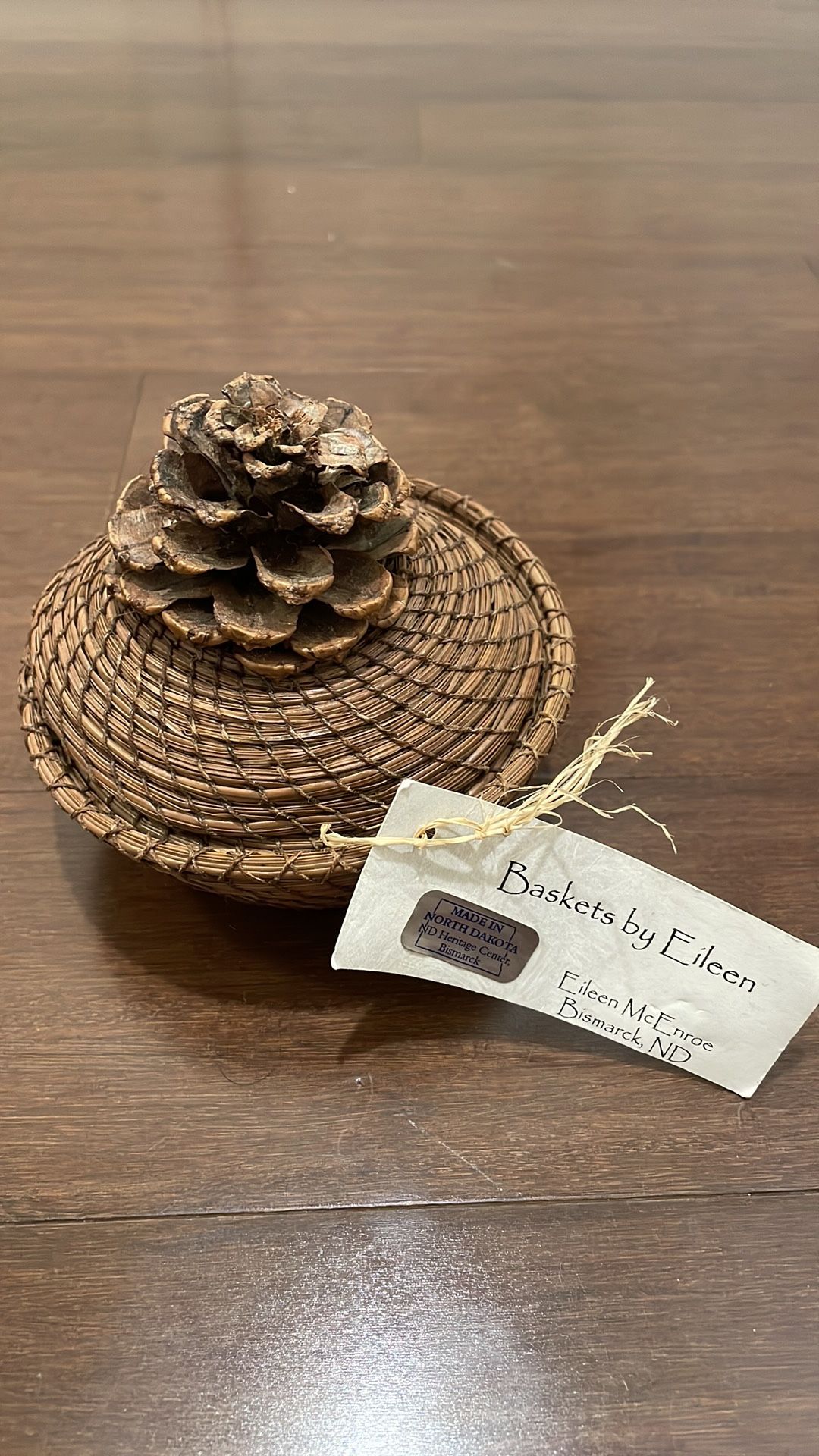 Handmade Pine Cone Basket with Lid