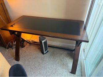 Espresso Wood Desk/Table with Glass Insert