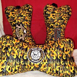 Bone Shaped Neck Pillows- Flames & Motorcycle 
