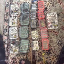 Fishing Flies In Waterproof Boxes Lot