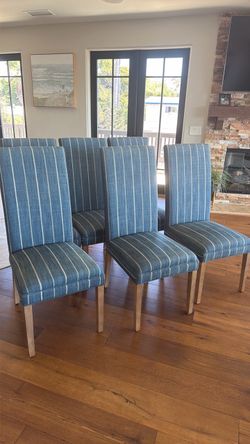 6 blue dining chairs