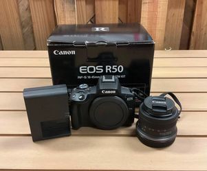 New Canon - EOS R50 4K Video Mirrorless Camera with RF-S18-45mm f/4.5-6.3 IS STM Lens - Black