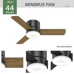 Hunter Minimus Ceiling Fan - Low Profile w/ LED Light 44 Inch