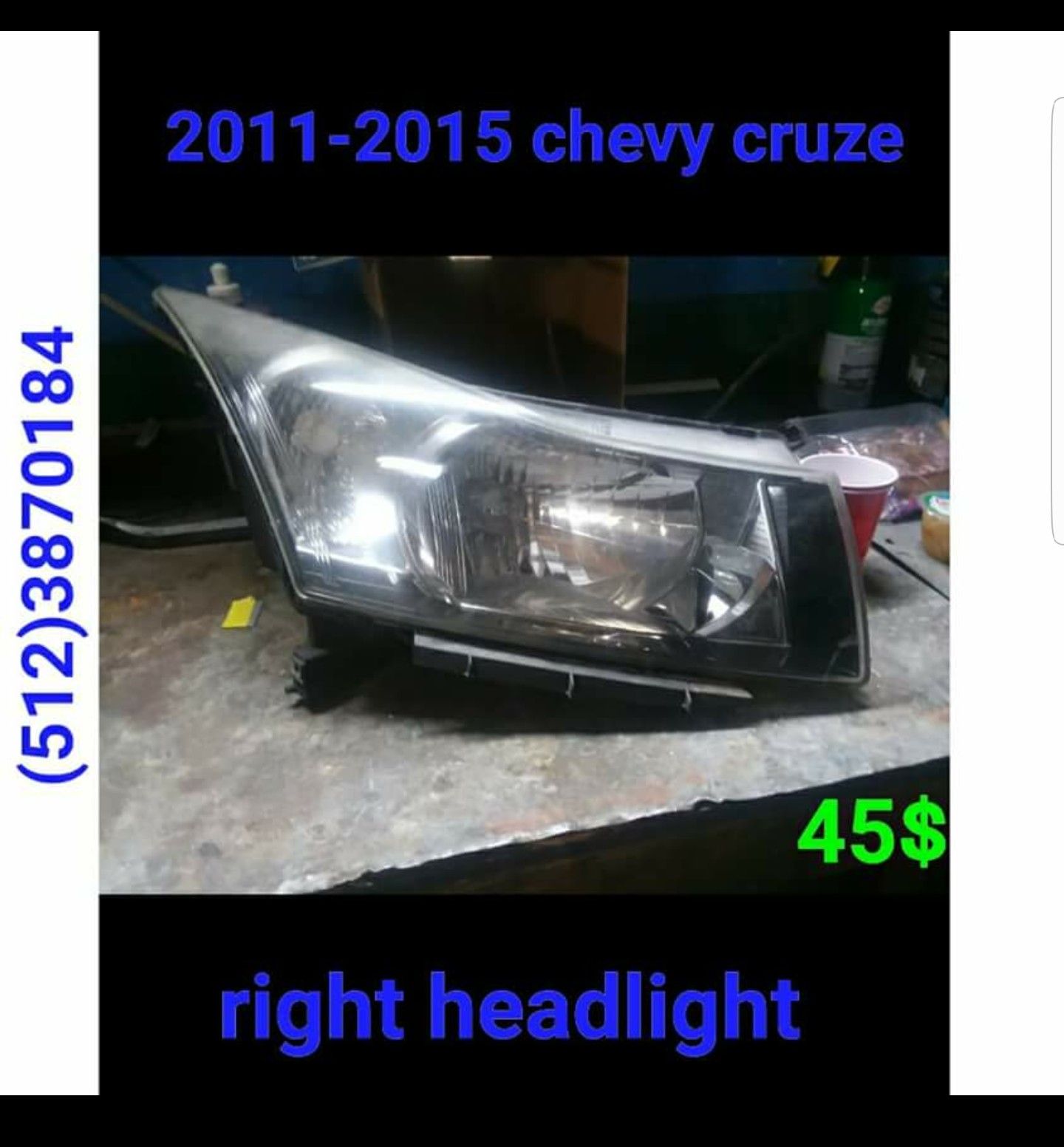 2011, 2012 ,2013 ,2014 ,2015 chevy cruze right headlight