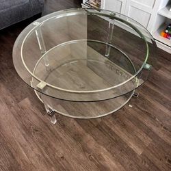 Uptown club toledo round metal and tempered glass coffe table