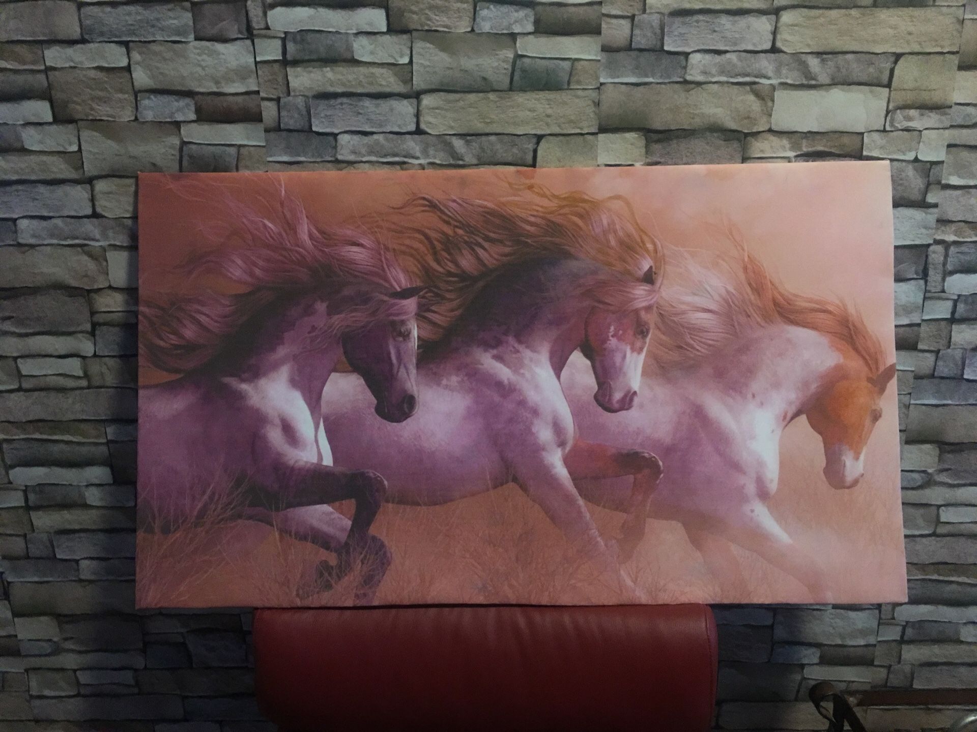 Charming Wall Picture of Running Horses.