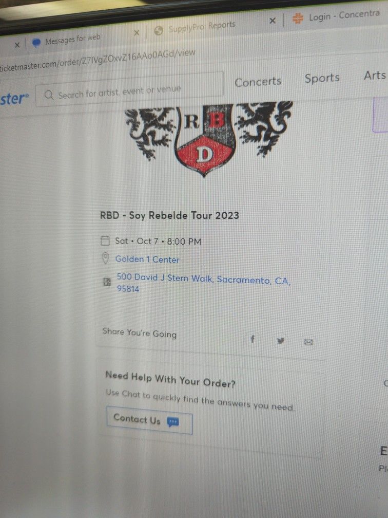 Two Floor Seats RBD October 7 Golden 1 