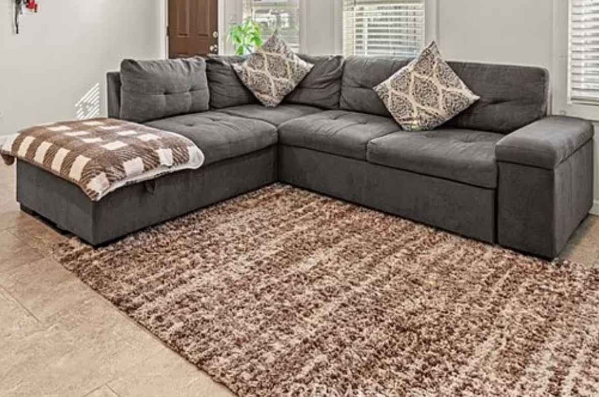 2 Piece Sectional With Convertible Sleeper And Storage