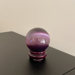 Purple Tiger Cat Eye Glass Sphere Feng Shui Decor