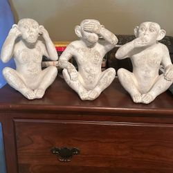 3 Wise Monkeys Statue Set - Hear No Evil See No Evil Speak No Evil - Resin Monkey Figurines