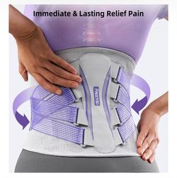 FREETOO Lower Back Brace size S (Waist: 25.6"- 29.5"), Lumbar Back Support Brace 3D Knitted Fabric,Metal Plate,Lumbar Pad, Herniated Disc,Sciatica,Str