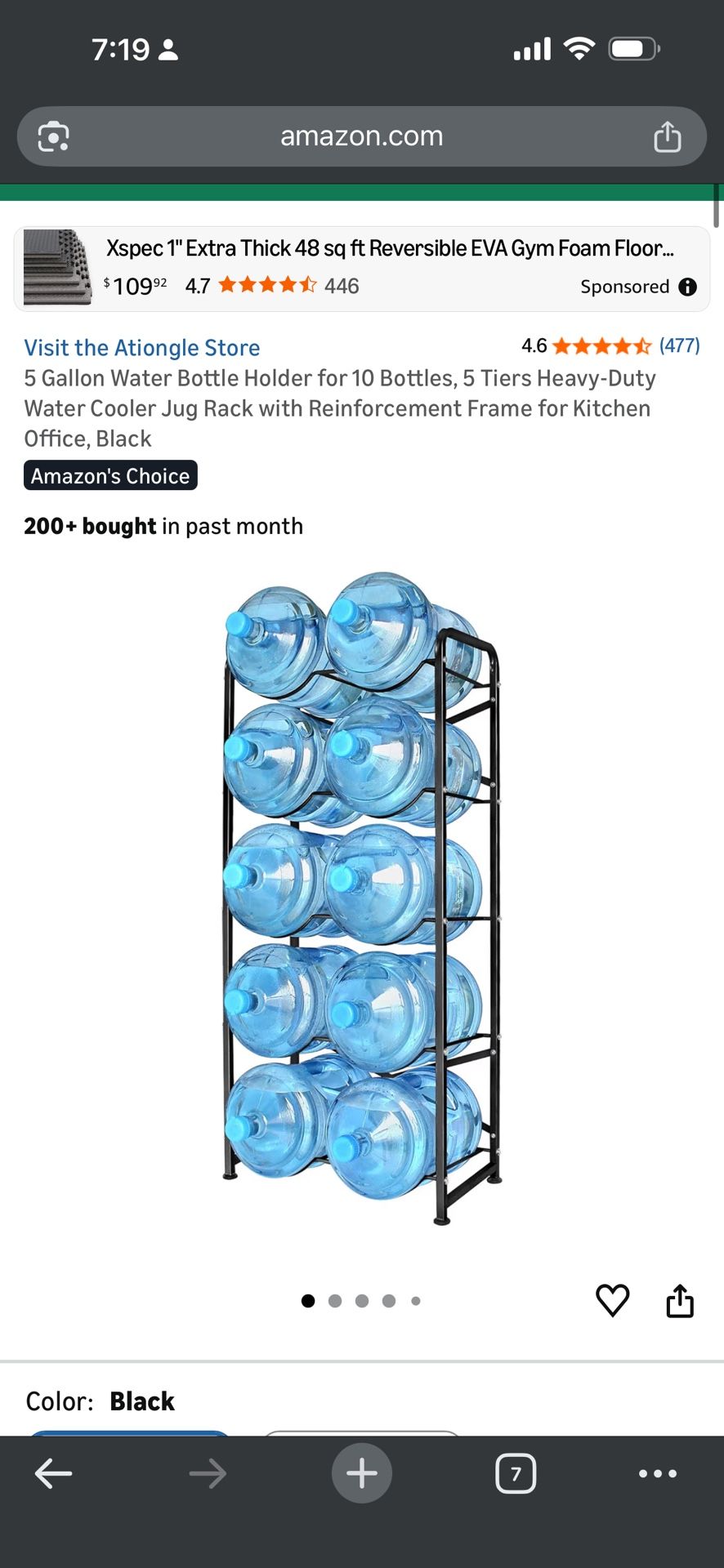 5 Gallon Water Bottle Holder for 10 Bottles,