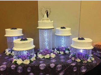 Cake stand decorations with flowers & crystals