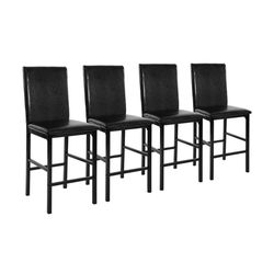 25 in. Black Metal Counter Height Chair with Faux Leather Seat (Set of 4)